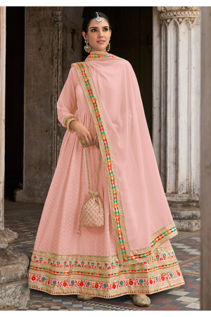 Blush Pink Embroidered Georgette Anarkali Suit