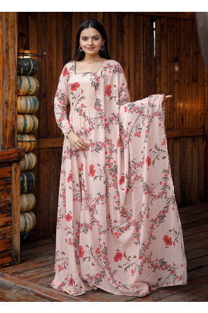 Blush Pink Faux Georgette Gown with Dupatta