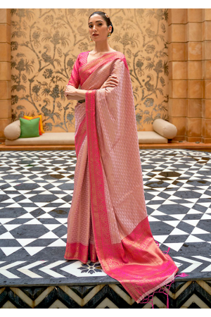 Blush Pink Silk Zari Woven Saree
