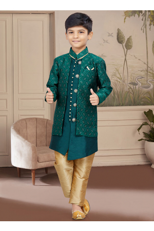 Bottle Green Boys Indo Western Outfit