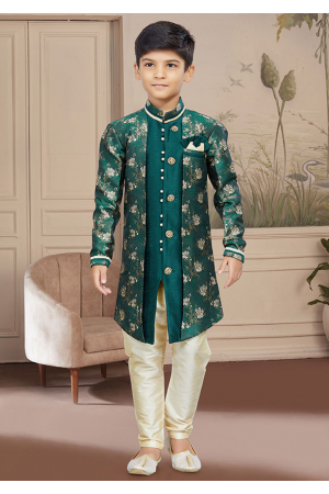 Bottle Green Boys Indo Western Outfit
