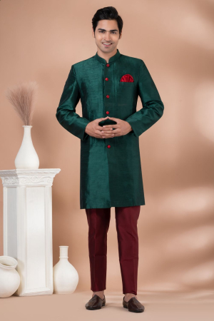 Bottle Green Indo Western Outfit for Wedding
