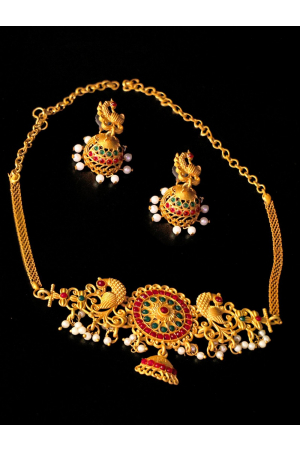 Brass Peacock Shape Necklace Set