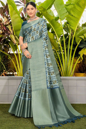 Breeze Blue Woven Silk Saree for Ceremonial