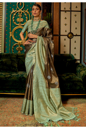 Bronze Gold Woven Silk Saree
