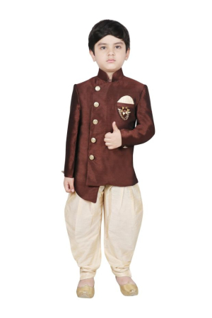 Brown Dhupion Silk Kids Indo Western