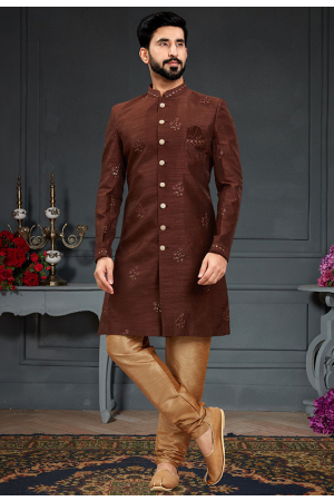 Brown Imported Silk Indo Western Outfit