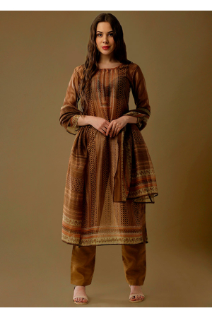 Brown Maheshwari Silk Pant Kameez
