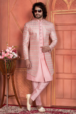 Coral Pink Designer Indo Western Outfit
