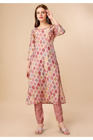 Coral Pink Pure Cotton Kurti with Bottom