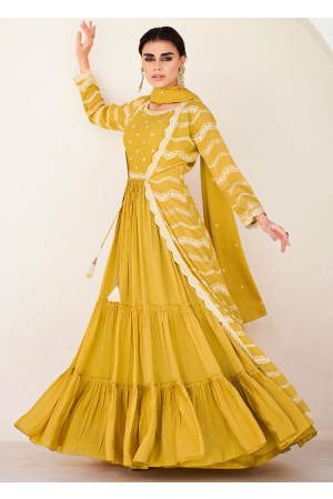 Corn Yellow Designer Churidar Kameez Suit