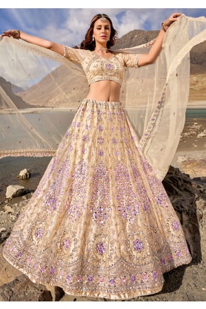 Cream Heavy Designer Lehenga Choli Set