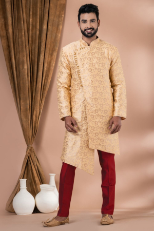 Cream Indo Western Outfit for Wedding