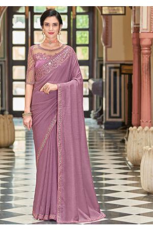 Dusty Pink Saree with Designer Embroidered Blouse