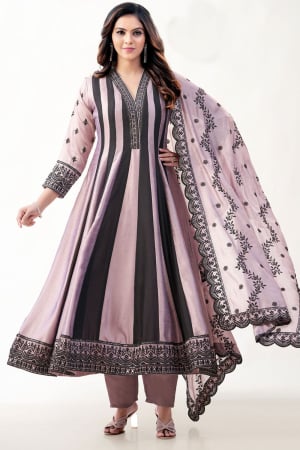Dusty Pink Silk Readymade Pant Kameez Suit