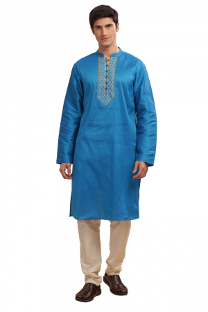 Eid Special Azure Blue Mens Kurta Set