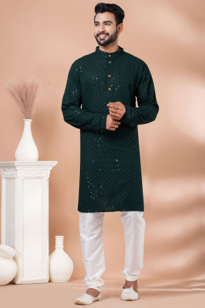 Eid Special Green Sequins Kurta Set