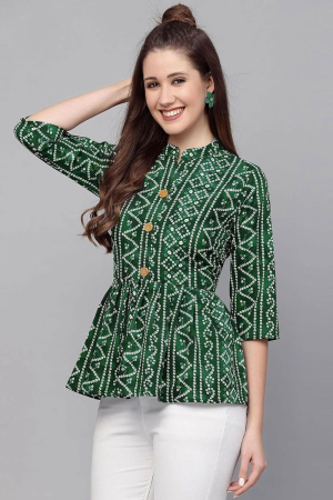 Emerald Green Bandhani Print Cotton Tunic