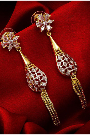 Heavy Golden American Diamond Earrings