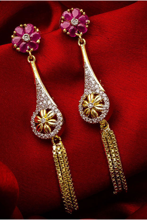 Exclusive Golden American Diamond Earrings