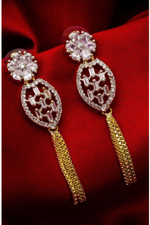 Amazing Golden American Diamond Earrings