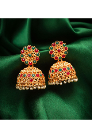Rose Gold Pearls Studded Jhumi Earrings