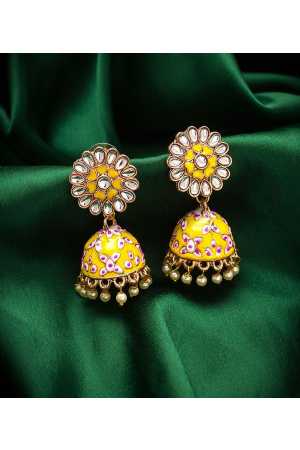 Multicolor Stones and Pearls Studded Earrings