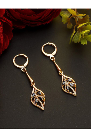 Rose Gold and Black AD Studded Earrings