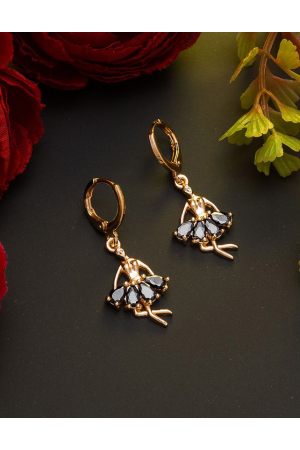 Rose Gold and Black AD Studded Earrings