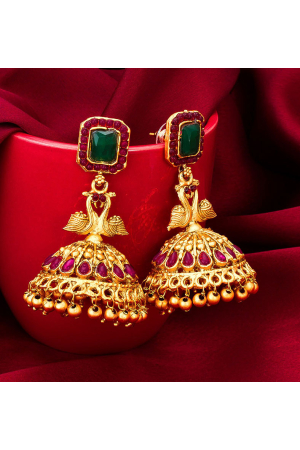 Gold Plated Temple Work Earrings