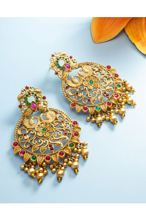 Multicolor Gold Plated Studded Earings