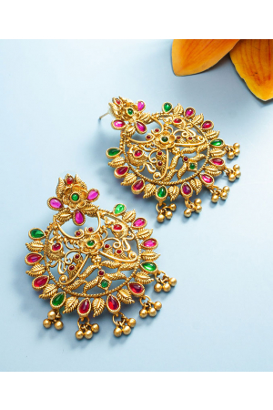 Gold Plated Multicolor Studded Earrings