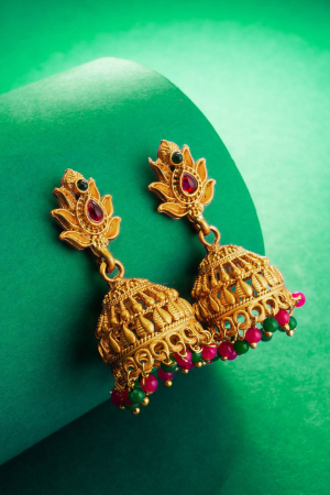 Gold Plated Stones Studded Earrings