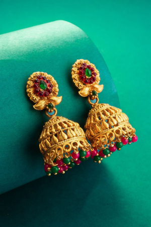Gold Plated Stones Studded Earrings