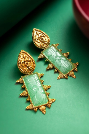 Green Gold Plated Studded Earrings