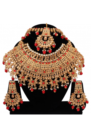 Ethnic Designer Red Kundan Choker Necklace  Set