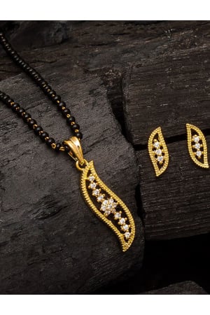 Fabulous Golden American Diamond Mangalsutra Set