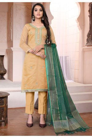 Fawn Embroidered Modal Chanderi Pant Kameez