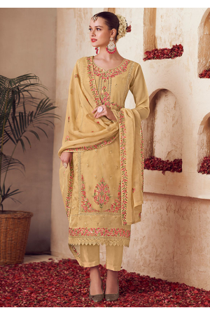 Fawn Resham Embroidered Organza Pant Kameez