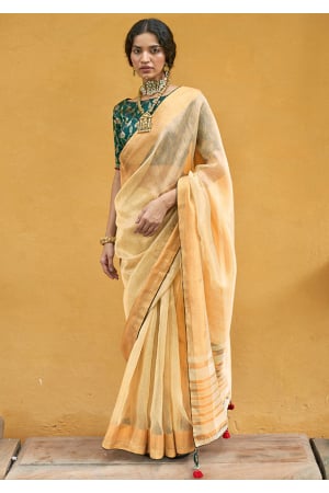 Golden Woven Organza Saree