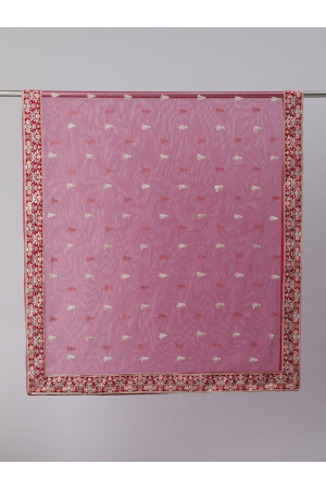 Rani Pink Embroidered Net Bridal Dupatta