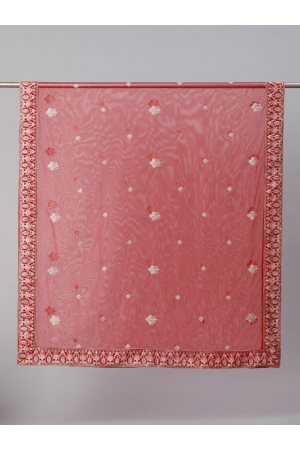 Red Embroidered Net Bridal Dupatta