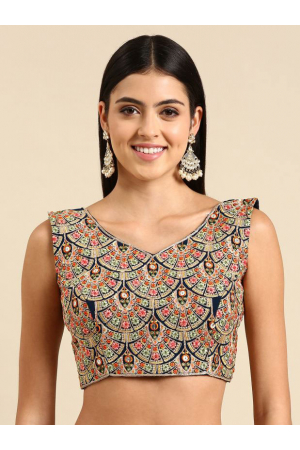 Navy Blue Embroidered Georgette Blouse