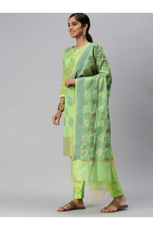 Fern Green Banarasi Silk Pant Kameez Suit