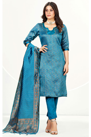 Firozi Banarasi Silk Zari Woven Suit c