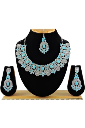 Firozi Kundan Work Designer Necklace Set