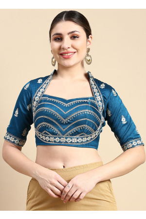 Firozi Silk Embroidered Blouse