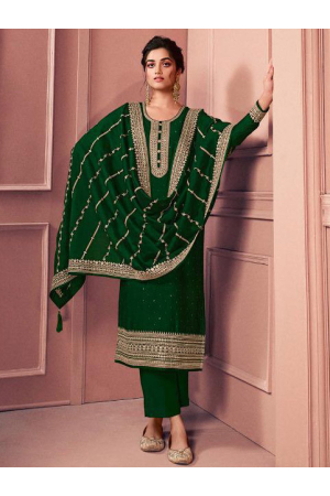 Forest Green Embroidered Silk Georgette Pant Kameez
