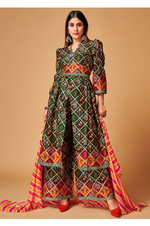 Forest Green Rayon Readymade Palazzo Kameez