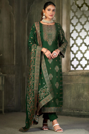 Forest Green Viscose Pashmina Pant Kameez for Party